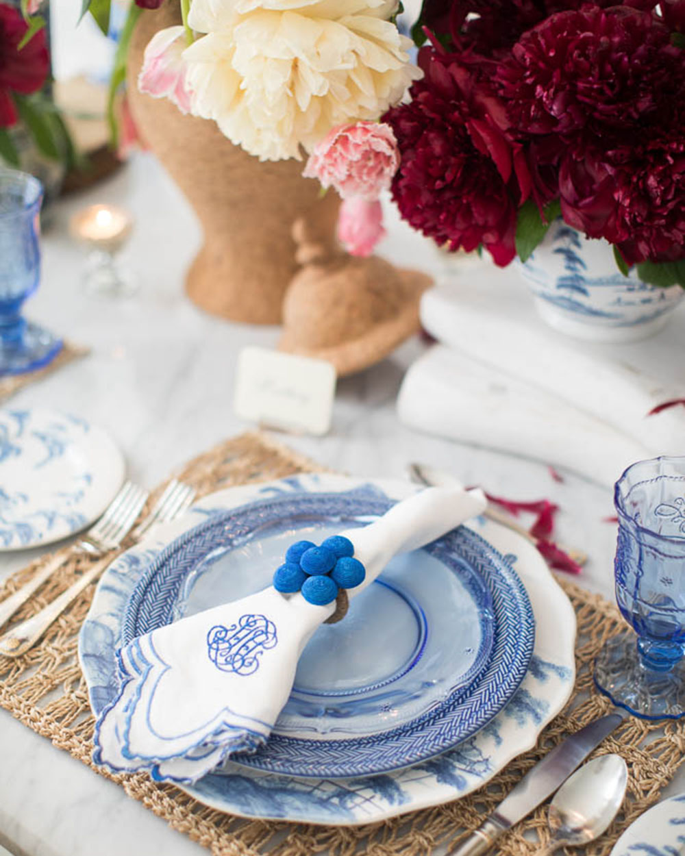 A Blue and White Table with Juliska