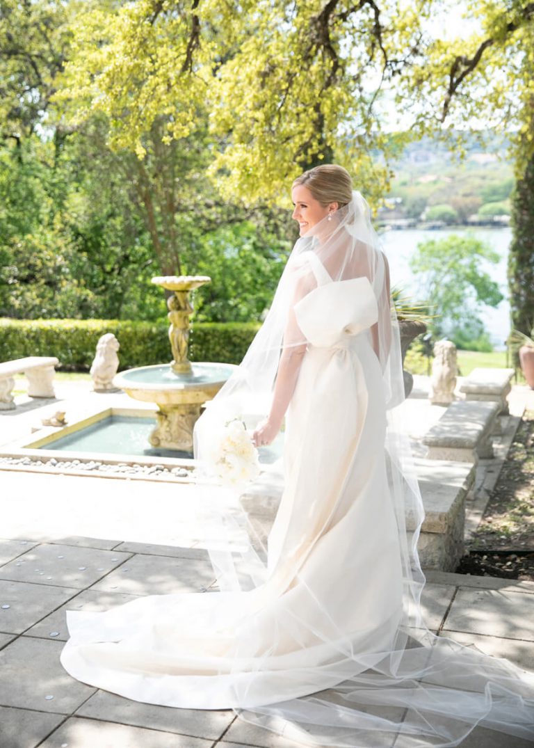 Outdoor Fountain Bridal Portrait