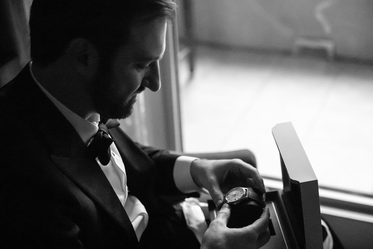 david opening a watch box