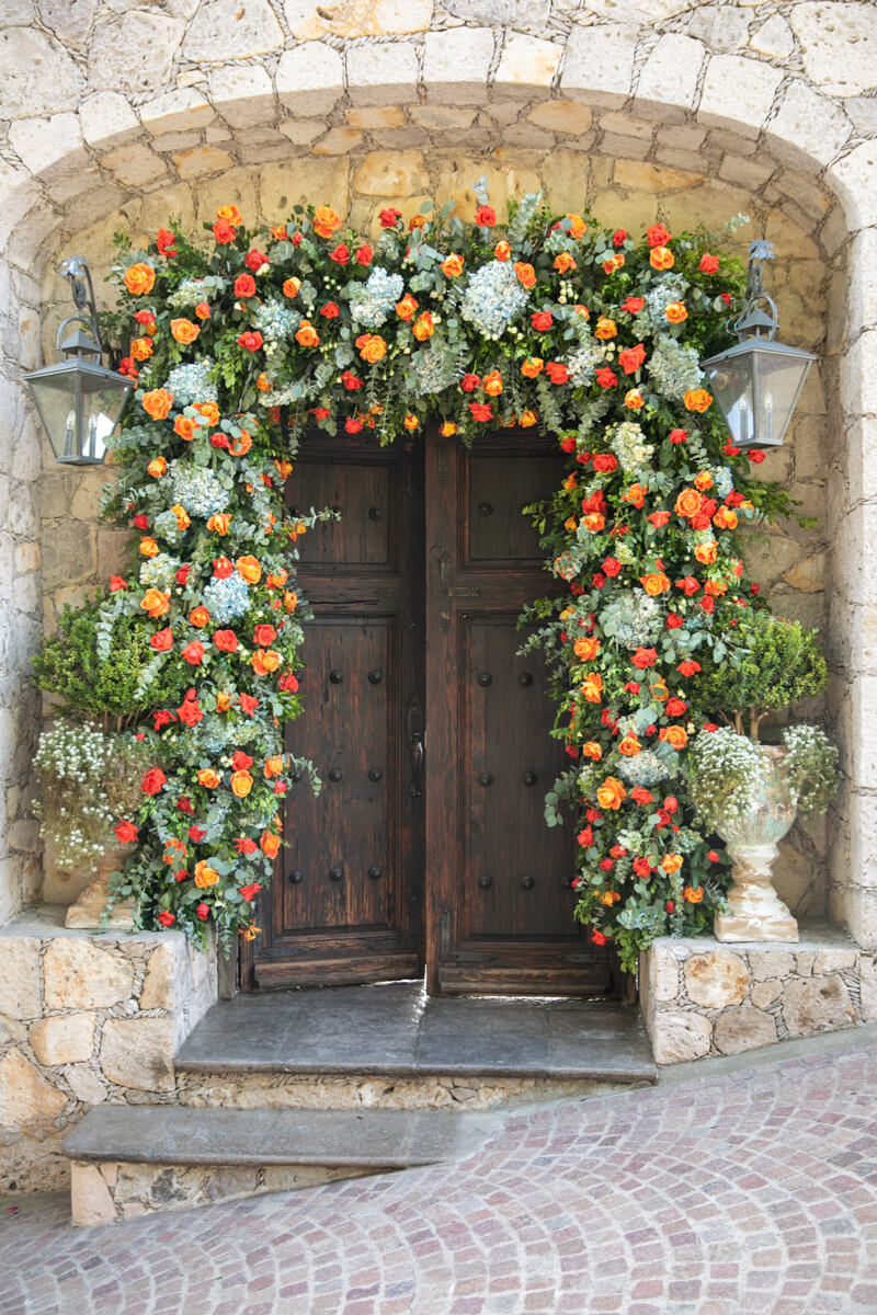 multicolored floral arch