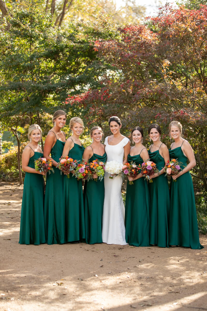 bride and bridesmaids holding bouquets