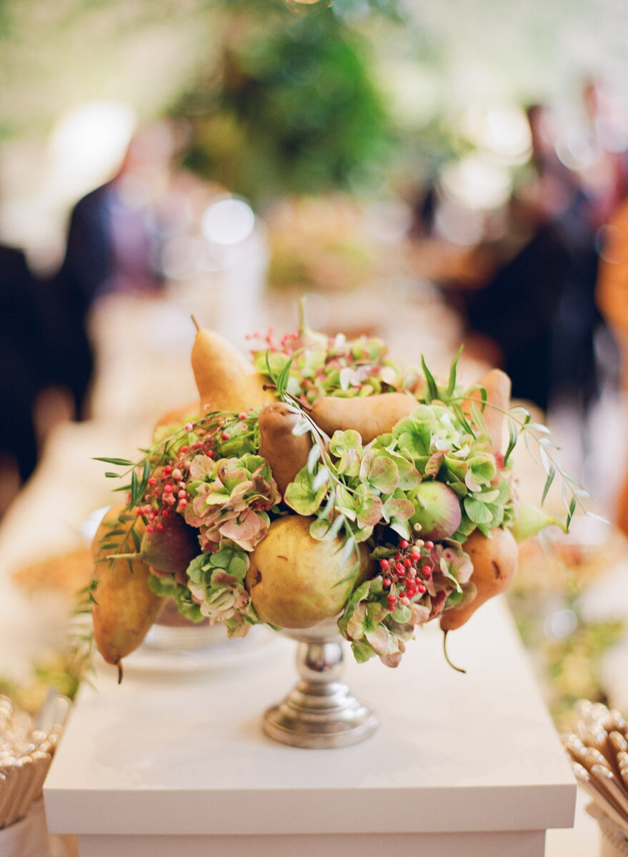 floral arrangement with pears