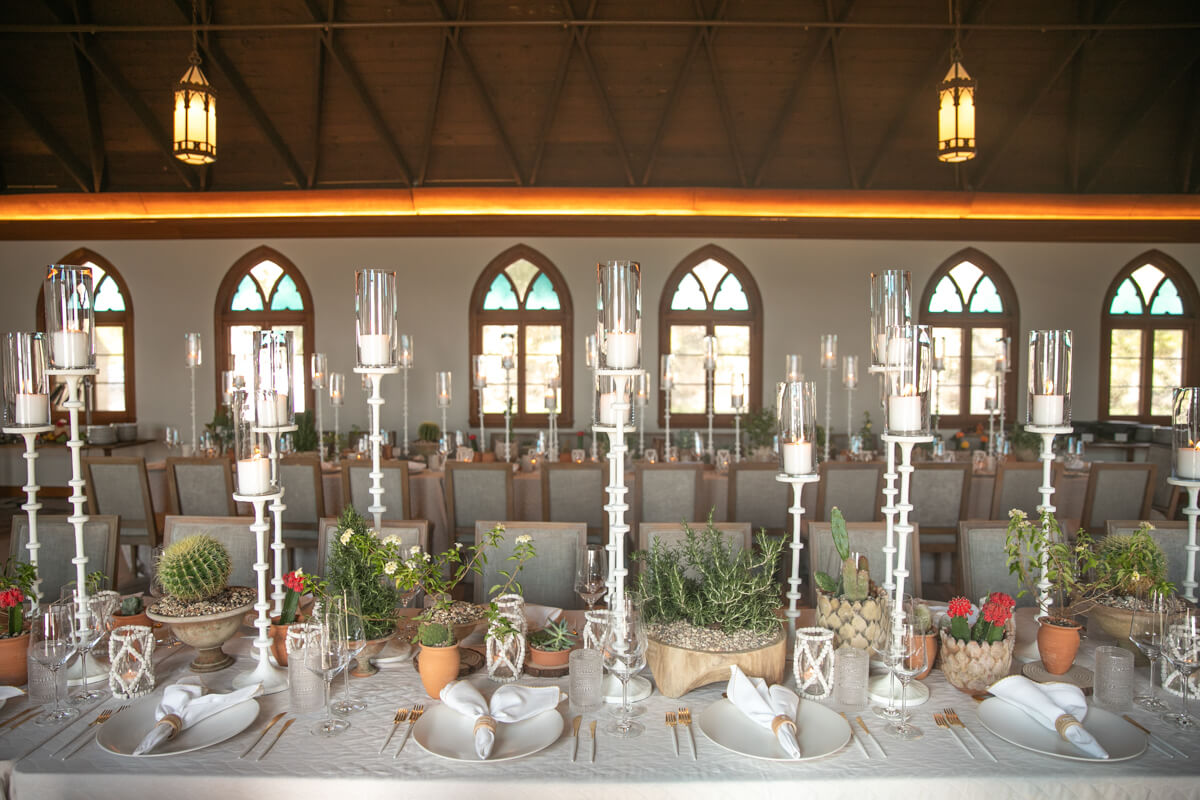 table with tall candles