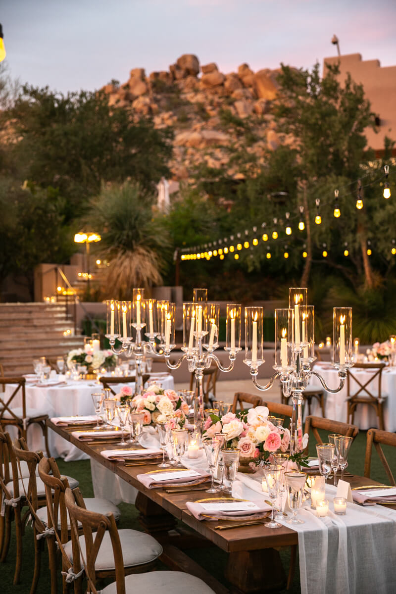 outdoor dining table with candles