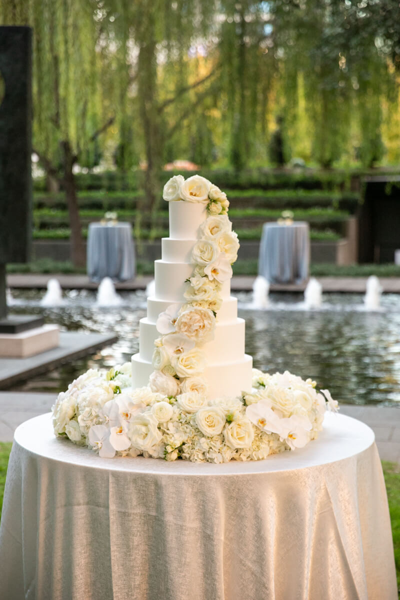 wedding cake with white floral